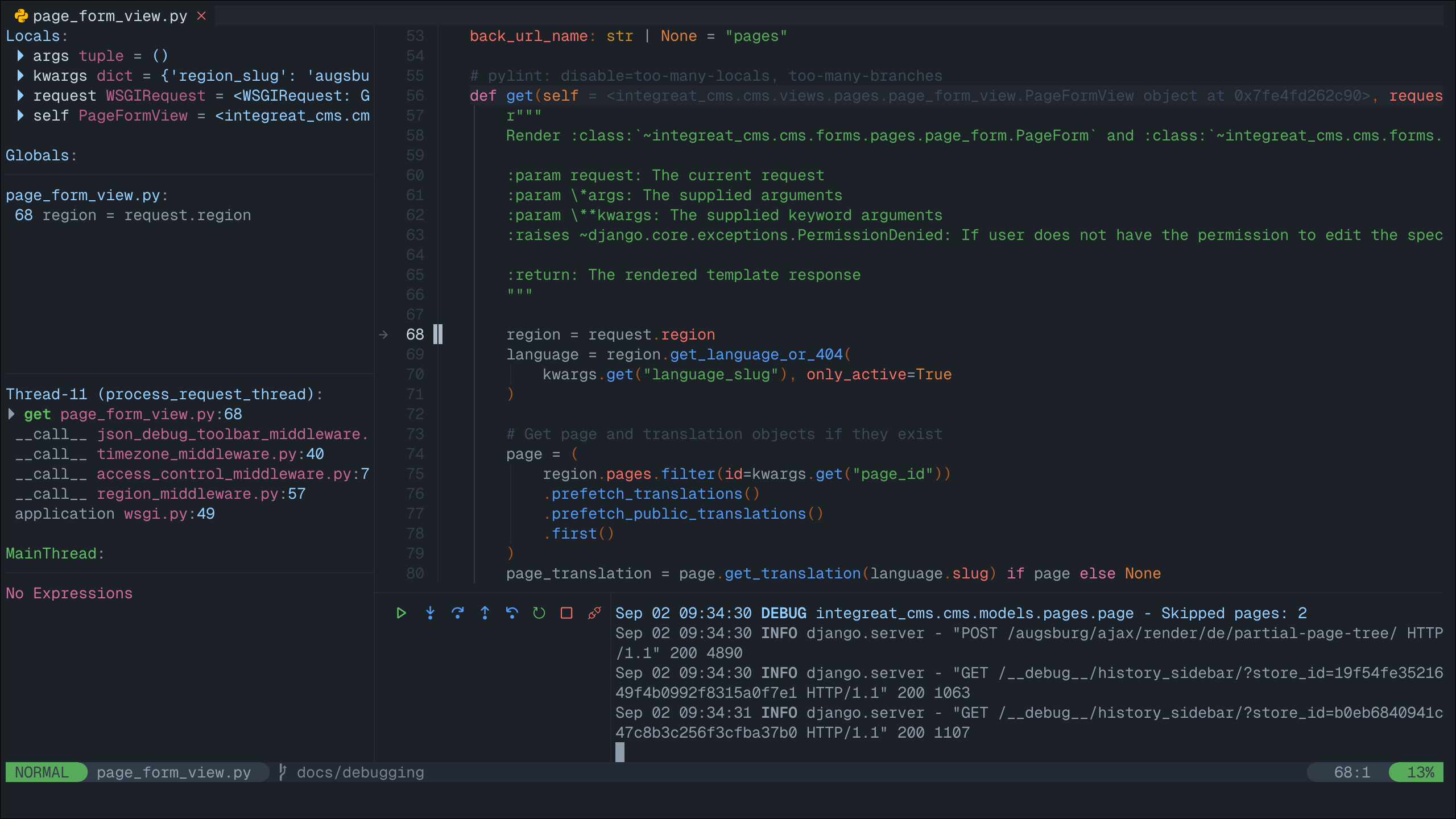 First debugging step