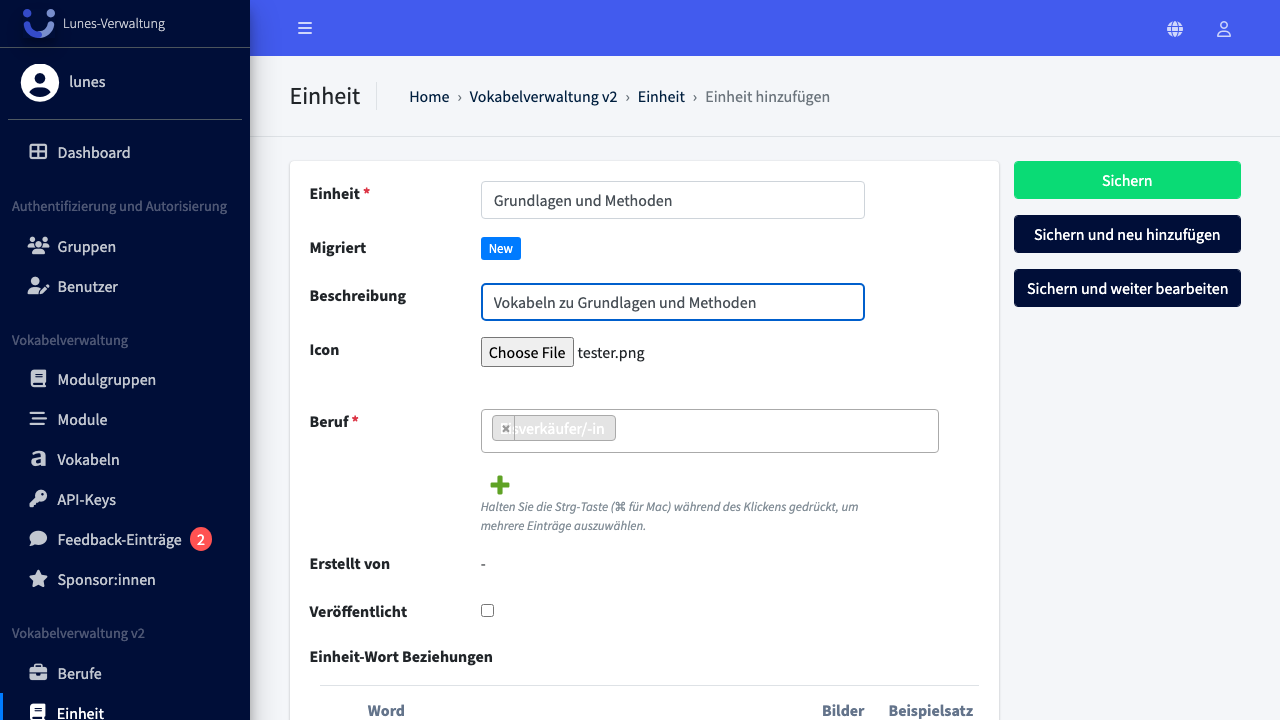 Beruf auswählen