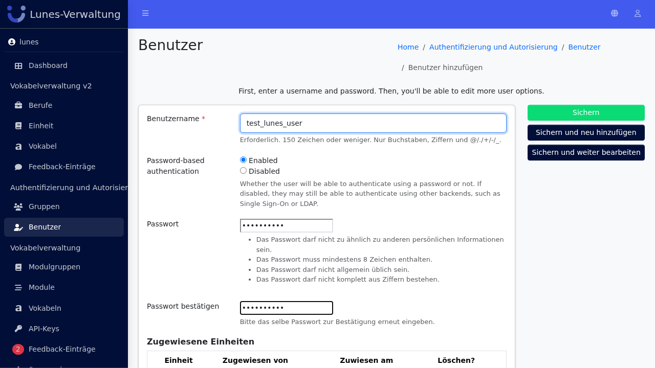 Benutzer speichern