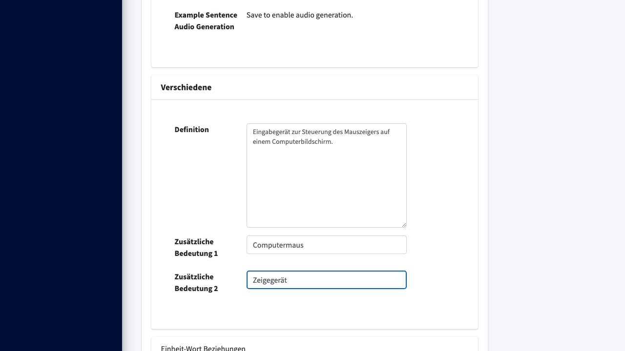 Verschiedenes ausfüllen (optional)