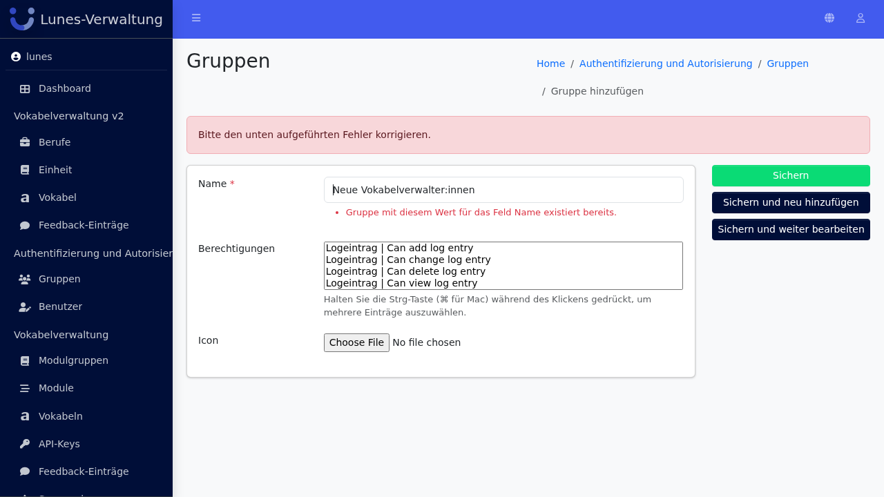 Gruppen-Bereich öffnen