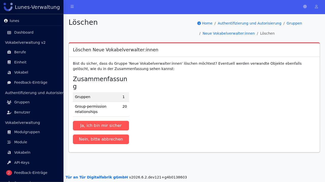 Löschen bestätigen