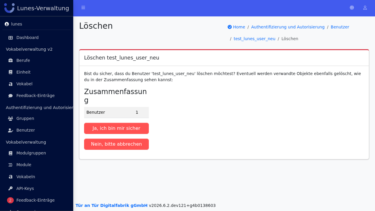 Löschung bestätigen