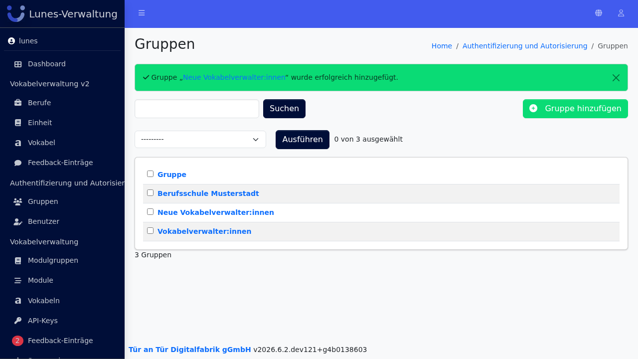 Gruppen-Bereich öffnen