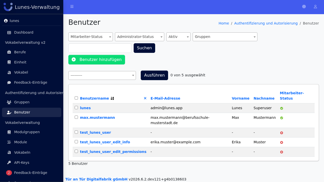 Benutzer-Bereich öffnen